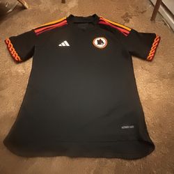 Adidas AS Roma Soccer Jersey Kids Size 11-12Y Black AEROREADY Good Condition