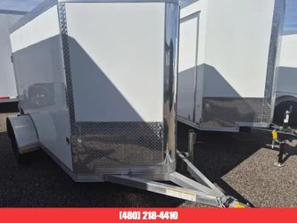2025 Alcom 08X5 All Aluminum Enclosed Cargo, 12"" Xtnd Tongue, Upgraded 15"" Aluminum Wheels, Stablizer Jacks, Upgraded Jack, White, Dd