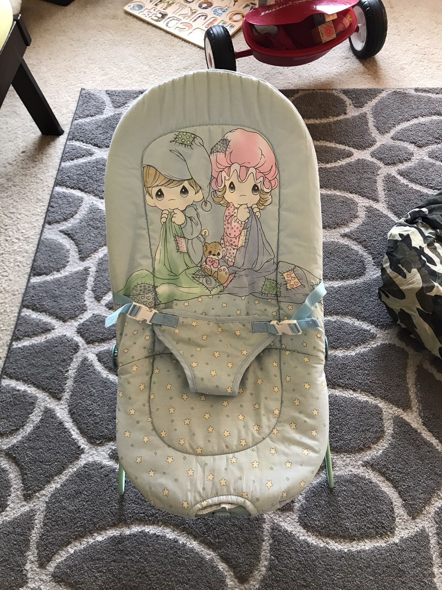 Baby items - carrier, car seat cover, bouncer etc