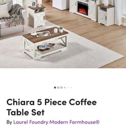 5 Piece TV/fireplace Stand + Coffee/2 side Tables