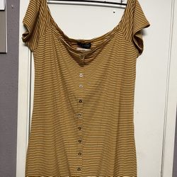 Mustard Striped Dress Plus Size 3X