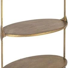Creative Co-op Antique Gold Oval Metal 3-tier