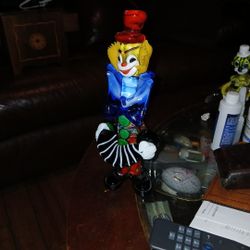 Vintage Murano Glass Clown Playing Accordion Italian Art Glass 10.5" Tall 
