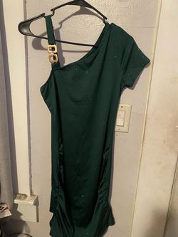 Green Glitter One-Shoulder Mini Dress