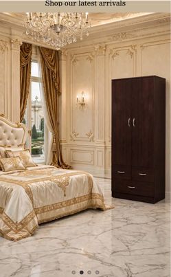 Dark Brown Wardrobe Armoire with Drawers