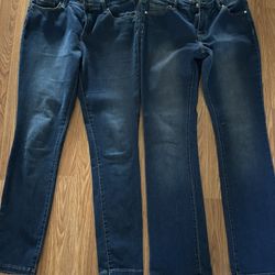 2 Pair Blue Jeans. Jones New York Size 10 Straight Leg (30 Inseam).  SoHoNY And Company. Bootcut Size 8 (33 Inseam). In Excellent Condition 