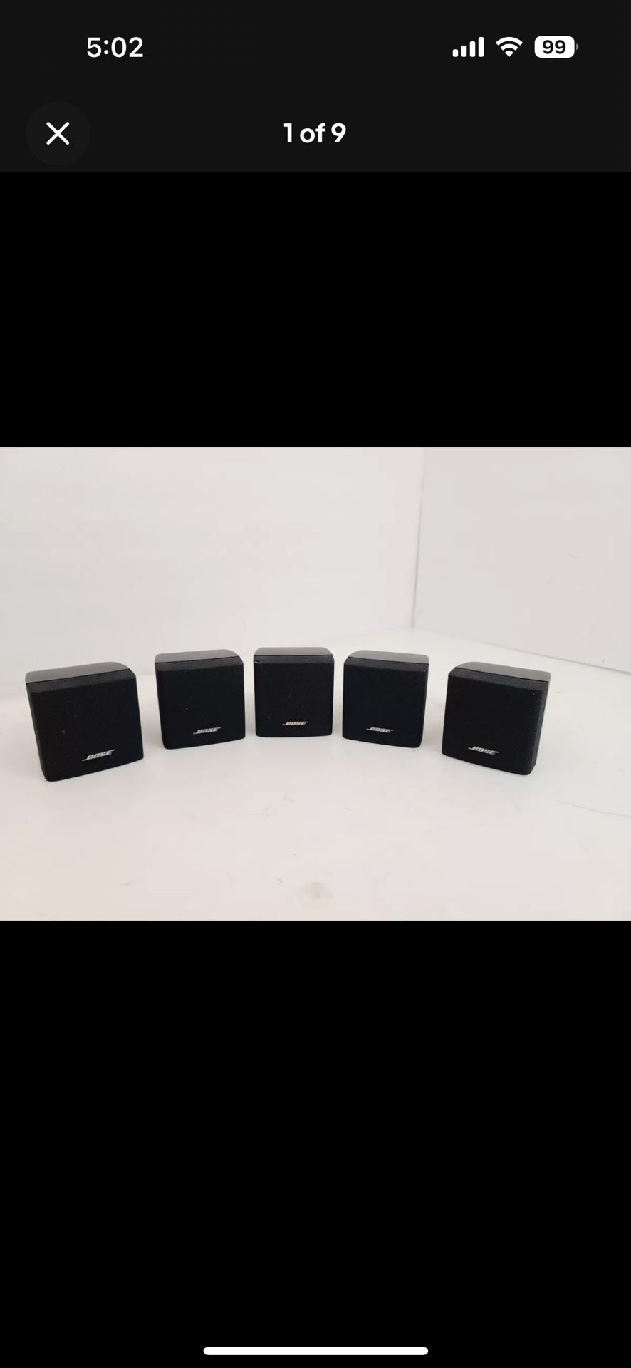 5-l Bose Small Single Cube Surround Sound Speakers Black Tested Work Great