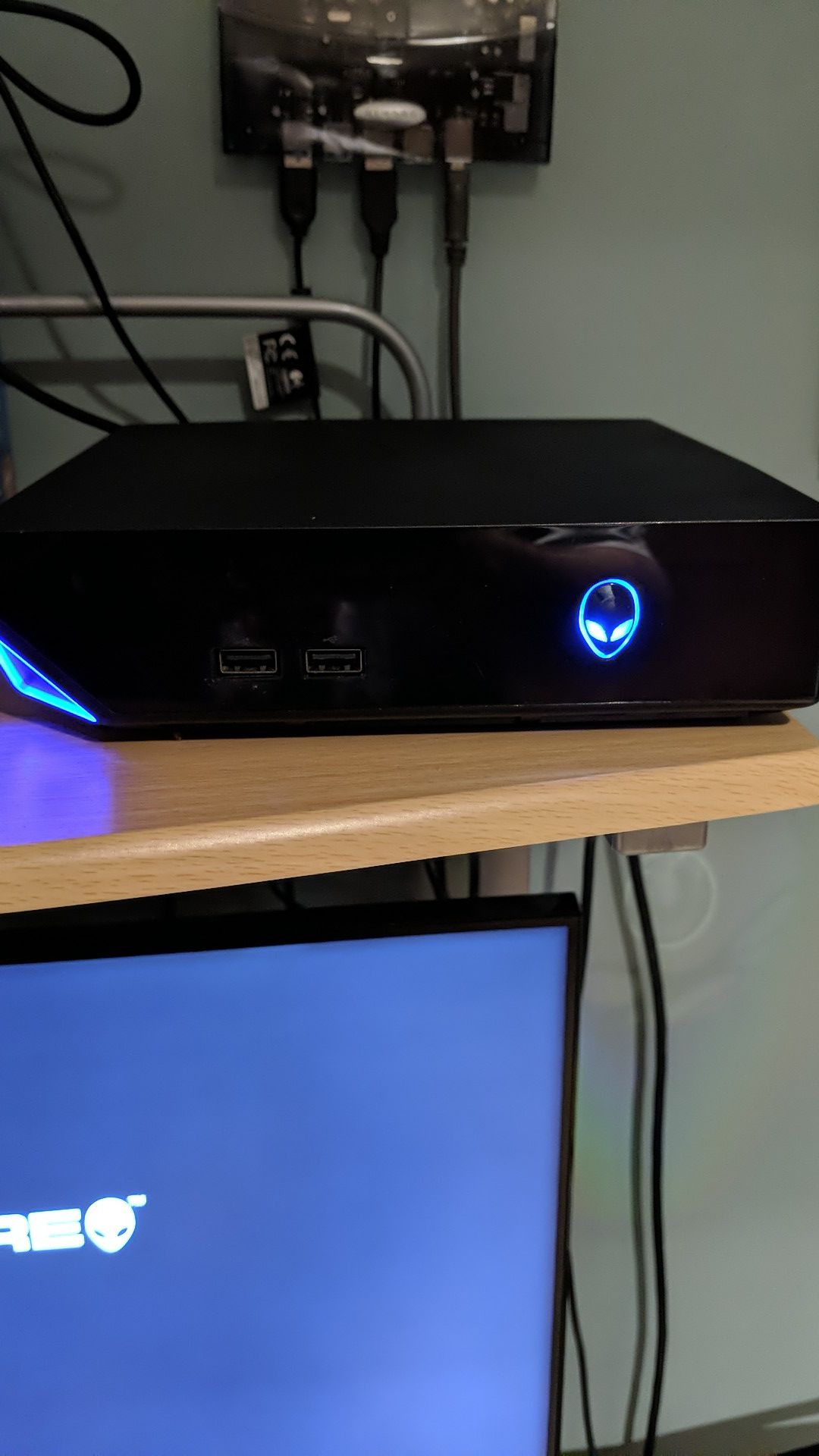 Alienware Alpha computer with monitor, keyboard and mouse