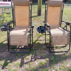 2 Reclining Lounge Chair With Cup Holders In Great Condition Paid 80 Dollars Each One Take 100 For Both Cash Only