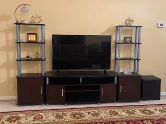 TV console and 2 side shelves