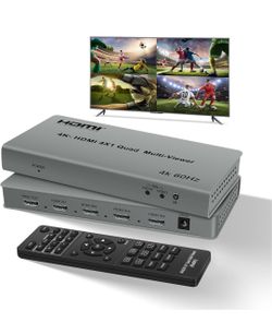 4K@60Hz HDMI Multiviewer 4 In 1 Out With Remote, 8 Viewing Modes, PIP