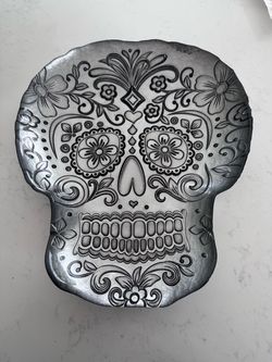 Halloween. .,Sugar Skull Decorative Metal Tray glass