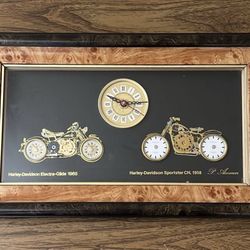 Harley Davidson Clock Signed P. Ammon