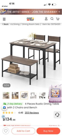 4-Piece Rustic Dining Table Set