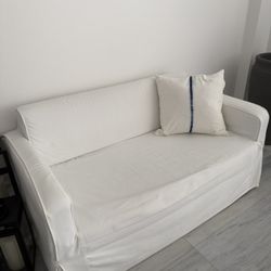 White Fabric Full Slipcovered Sleeper Sofa 