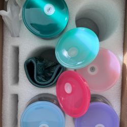 Scoozee Glass Cup Set – 18oz, Acrylic Lids & Glass Straws