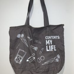 NWT BLACK “CONTENTS: MY LIFE” TOTE BAG