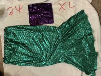 Mermaid Skirt Tail And Purple Sequin Crop Top Medium 
