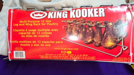 King Kooker 12-slot leg and wing rack designed for poultry.The chrome-plated rack is suitable for use in ovens, smokers, or on https://offerup.com/red