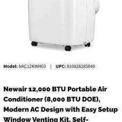 Newair 12,000 But Portable Air Conditioner 