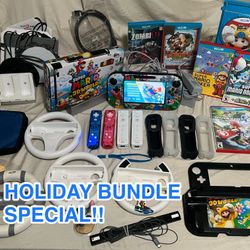 🎁🔥 Wii U Super Mario Themed Holiday Gift Bundle • 6 Games • Kart Wheels + MORE