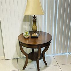 Pedestal Table . Side Table . ROUND END TABLE /  Solid wood side table. Living Room Table 
