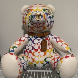 Coach Rainbow Leather Bear