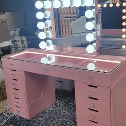 New Vanity Desk With Lights And Bluetooth Sample Floor Only $1,100