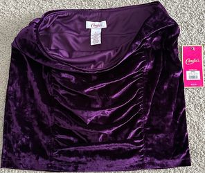 NWT Candie's Deep Purple Velvet Ruched Mini Skirt - Size L
