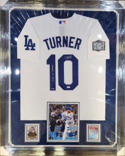 Dodgers Justin Turner Signed, PSA-Certified, Custom-Framed, World Series Jersey (4 Autos!)