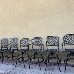 set of 7 outdoor cast aluminum bar stool swivel sturdy 