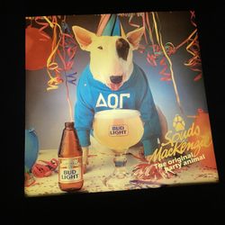 Rare1987 Bud Light Spuds MacKenzie Lighted Beer Sign Party Animal  See pictures for measurements.  Works  $120  Fremont Pickup 