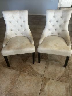 FREE! 2 Cream Colored Tufted Chairs