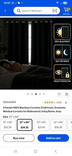4-Panel Blackout Grommet Curtains 37x84 Gray