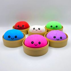 Kawaii Mystery Rainbow Dumpling Squishy Bun Stress Relief Toy
