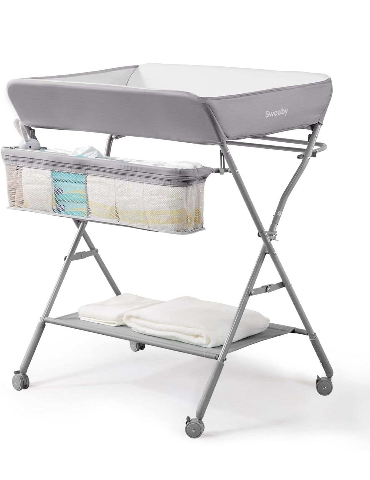 Sweeby Infant Changing Table with Changing Pad, Changing Table Portable Pad Nursery Furniture Baby Changing Station