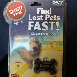Smart Tag Pet ID- Small Pink Bone - Find Lost Pets Faster - Dog ID Tag - New