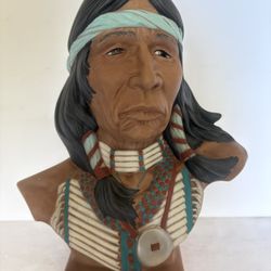 Vintage Ceramic Native American Chief Bust 