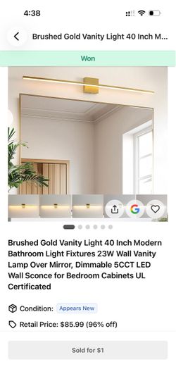 Brushed Gold 40-Inch LED Vanity Wall Light