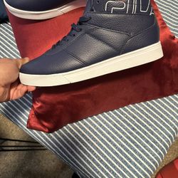 FILA Navy Blue High Tops Pebbled Leatherette 
