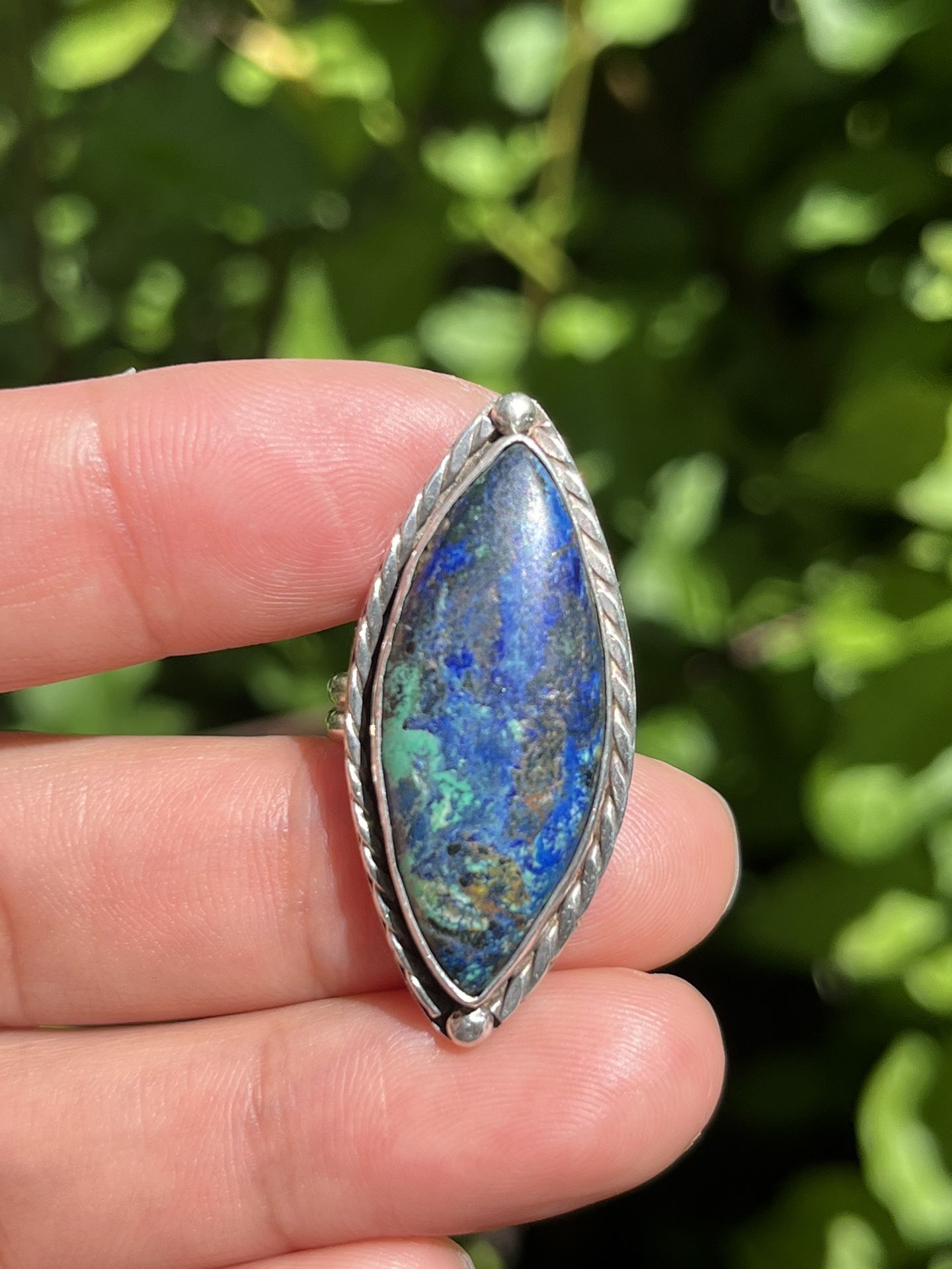 Size 7 Sterling Silver Azurite Vintage Ring