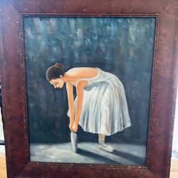 Ballerina Large Vintage Oil Painting 