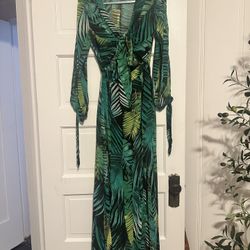 Size Small Green Sheer Tropical Dress 