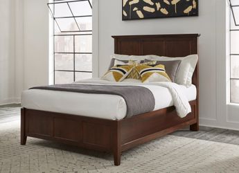 $399 Cal King Bed In Solid Mahogany Wood & in Brown Cherry Finish - Modus Paragon