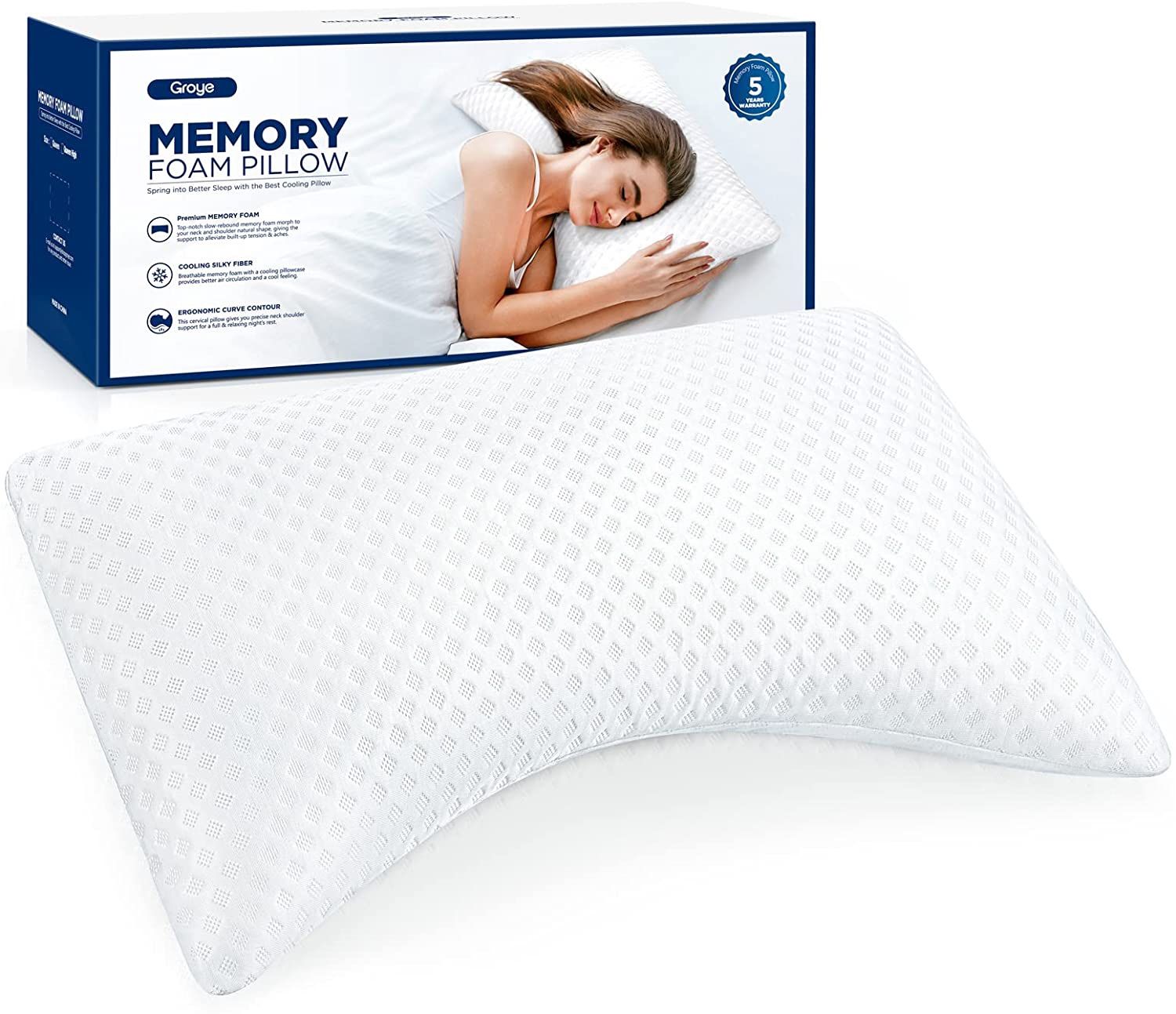 Cooling Side Sleeper Pillow Neck Pillows for Pain Relief Ergonomic Contour Memory Foam Pillows Back and Shoulder Support Odorless Cervical Bed P Household