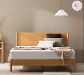 Queen Almond Mid Century Modern Platform Bed - Like New