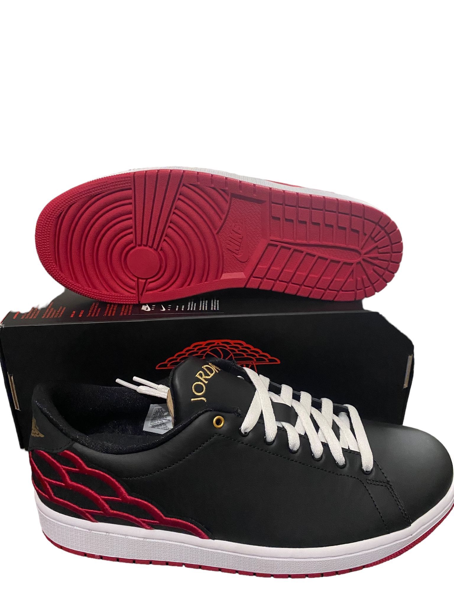 NIKE Air Jordan 1 Centre Court Black Sz 8.5 Men\'s Tennis Shoes DQ8577-001 Nike Air Jordan 1 Centre Court Black Red DQ8577-001 US M  main image 4
