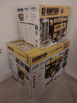 2 BRAND NEW Champion Gas Generators, Both in Unopened Boxes.