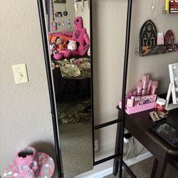 Standing Mirror Full Length With Coat Hooks 