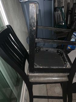 Black Wood  table with glass frame Bar Stool Chair